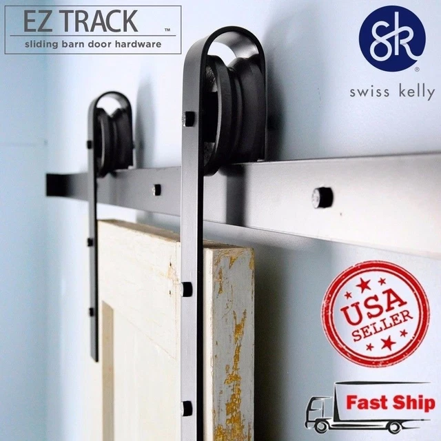 Sliding Barn Door Hardware 6'6" Black & Brown (Coffee) Steel Track Set Kit