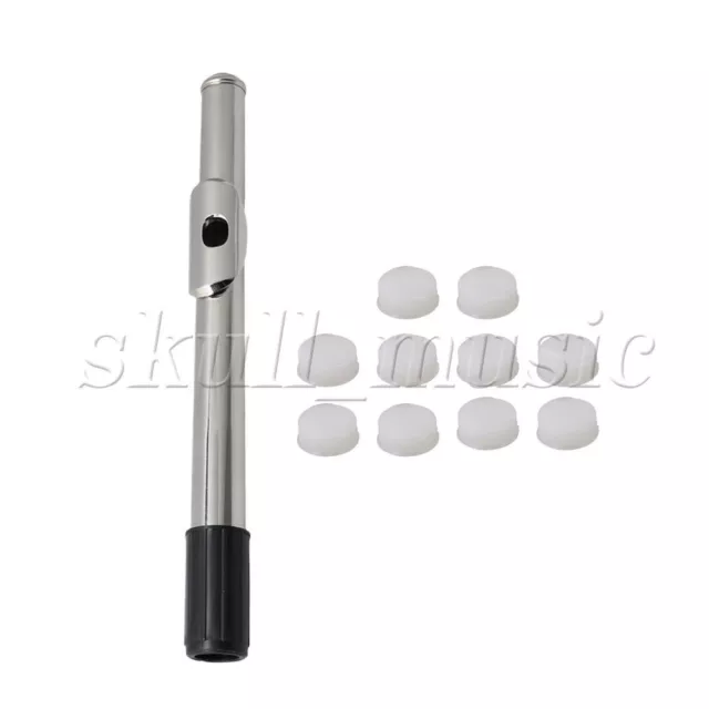 22.6cm Length 2 cm Diameter Metal Flute Head Joint w/ 10pcs Soft Silicone Plug