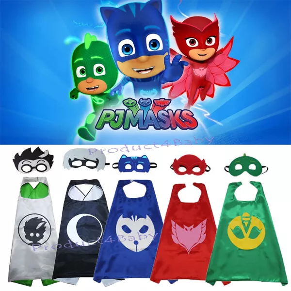 Superhero Cape PJ Masks Cape & Mask Costume Kids Girls Boys Gekko Owlette Catboy