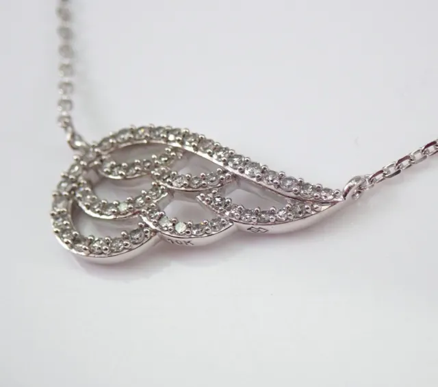 14k White Gold Plated 2CtRound Moissanite ANGEL WING Necklace Pendant 18" Chain