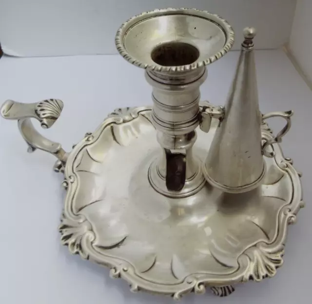 SUPERB LARGE HEAVY 452g ANTIQUE GEORGIAN 1756 SOLID STERLING SILVER CHAMBERSTICK