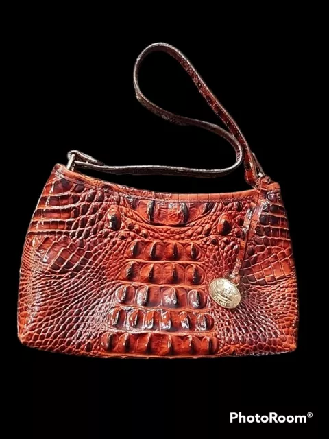 Brahmin Pecan Anytime Mini Melbourne Croc Alligator Embossed Leather Purse