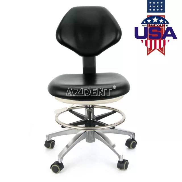 Doctor Dentist Adjustable Chair Hydraulic Rolling Stool Black PU Leather Black