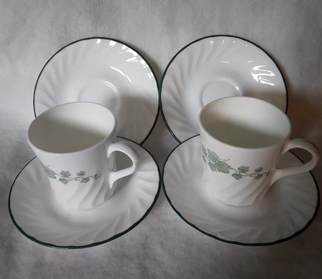 Corning Ware Corelle Ivy Callaway Pattern Set Of 2 Coffee/Tea Cups and 4 Saucers