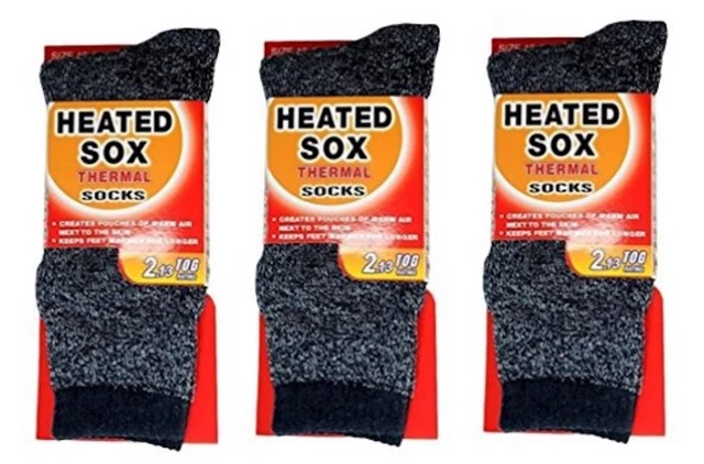 3 Pairs of Navy Thermal Socks Heated Insulated Winter Warm Hike Boot Lot