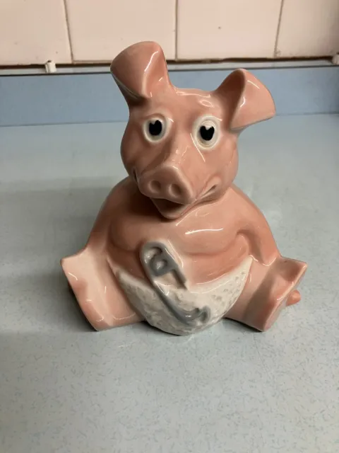 Original 1980's Wade Natwest Pig - Woody- Piggy Bank w. stopper. Excellent.