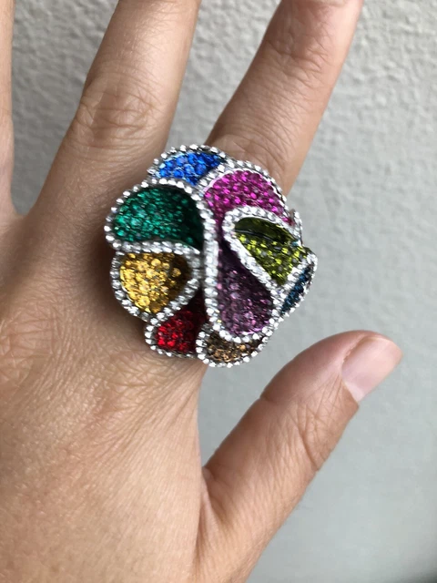 Vintage Gaudy Rainbow Rhinestones Costume Jewelry Ring Aldo Size 7 - Pride