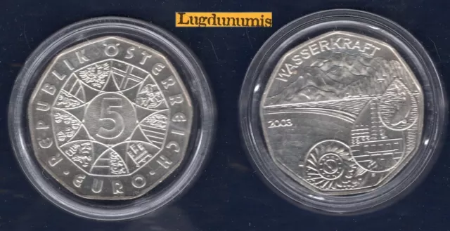 Autriche 5 Euro 2003 Argent Année de l'Eau Energie Hydraulique - Austria