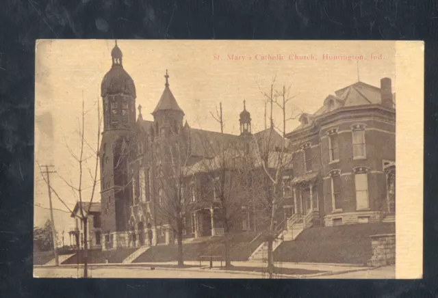 Huntington Indiana St. Mary's Catholic Church 1908 Vntage Postcard