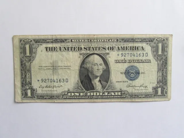 1935-E **STAR NOTE** $1 Dollar Blue Seal Silver Certificate 