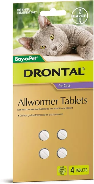 Drontal Allwormer Tablets for Cats and Kittens - 4 Pack