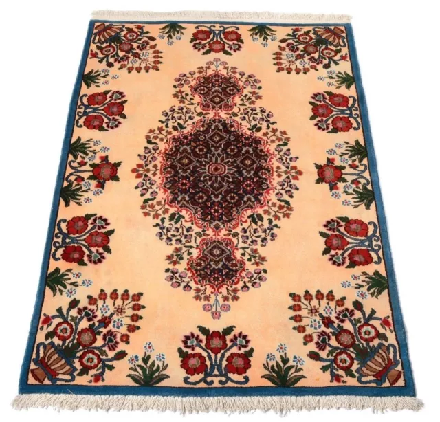 Moud 157 X 106 CM Tapis Oriental Noué à la Main Persan Floral Petit Pont Beige