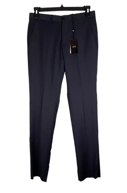 Armani Exchange Modern-Fit Stretch Wool Suit Pants Navy Textured Dot 30R NWT 2