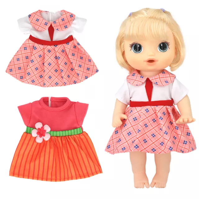 2Set Cute Outfits Girl Dolls Dress Clothing Fit for 10-12 inch Reborn Baby Dolls