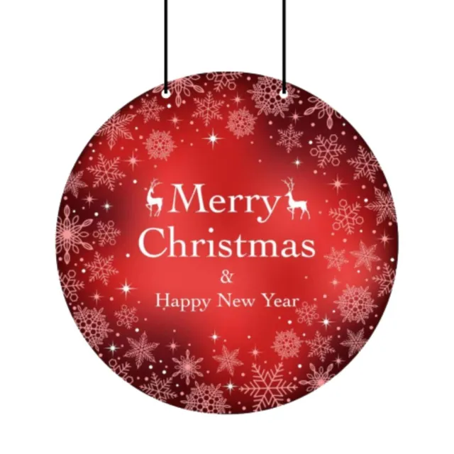 Merry Christmas Happy New Year Printed Wall Door Hanging Christmas Decor Red