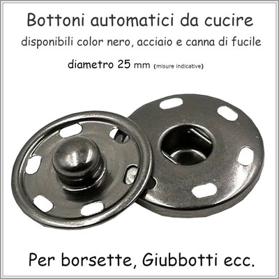 Ultnice 50 Set con bottone automatico bottoni metallo cucire bottoni a pressione bottoni automatici 15 mm 