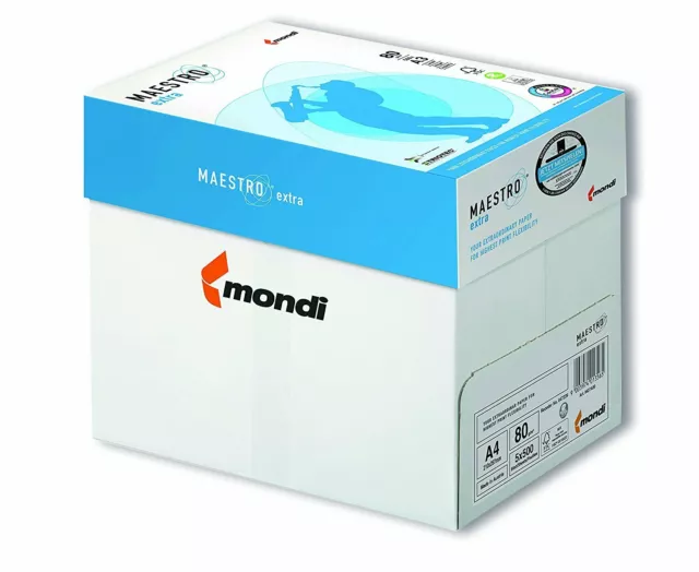 2500 Blatt Mondi Maestro EXTRA Kopierpapier 80g/m² DIN-A4 hochweiß Druckerpapier