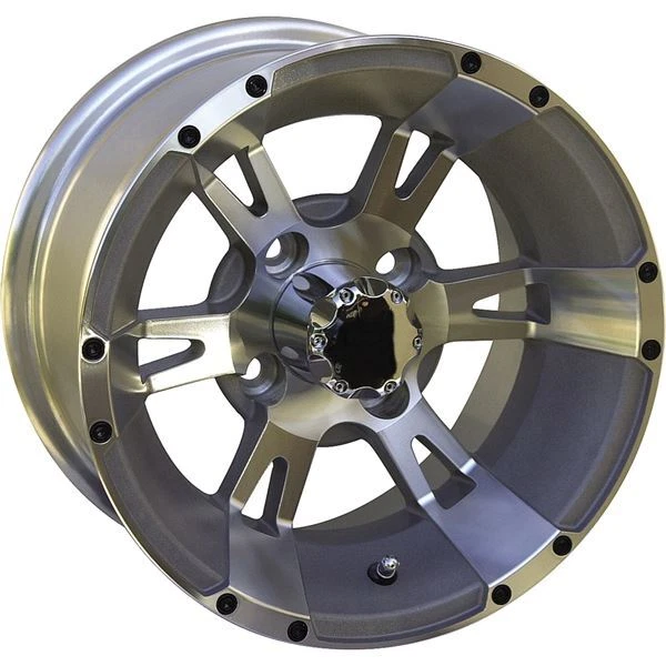 Cast w/Machined 12x7, 4/4, 3+4 Ocelot E114 Golf Cart Wheel - E-114 12X7 MACH