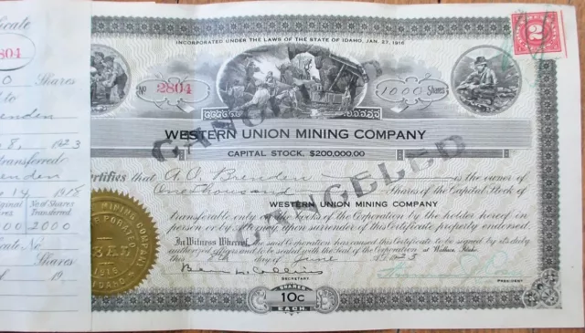 Mining Stock Certificate Lot Ten  Different Pieces, 1920s to 40s, MT NV WA ID