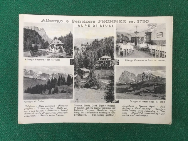TRENTINO ALBERGO PENSIONE FROMMER ALPE DI SIUSI Cartolina non vg 1950