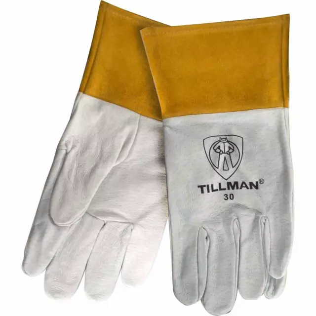 Tillman 30 Pearl And Gold Top Grain Pigskin TIG Welding Gloves Size: Small - XL