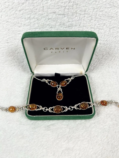 Collier Ancien En Argent Massif 925 Style Art Déco Avec Marcassites - Allemagne - Occasion Porté