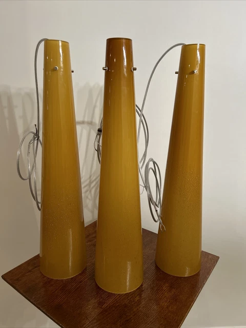 3 Vintage Italian Art Glass Pendant Ceiling Light Chandelier Italy Murano? 23.5”