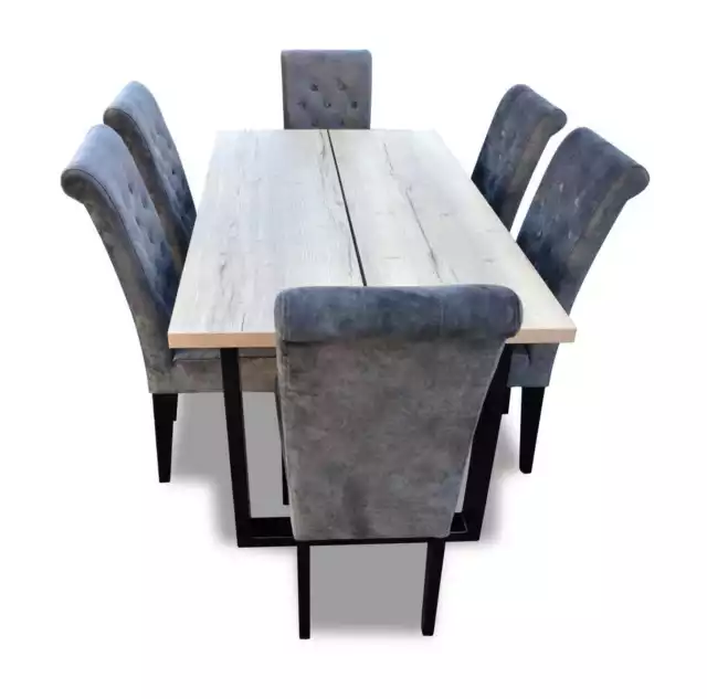 Esstisch Garnitur Tisch + 6x Stühle Esszimmer Stuhl Garnitur Tisch Holz
