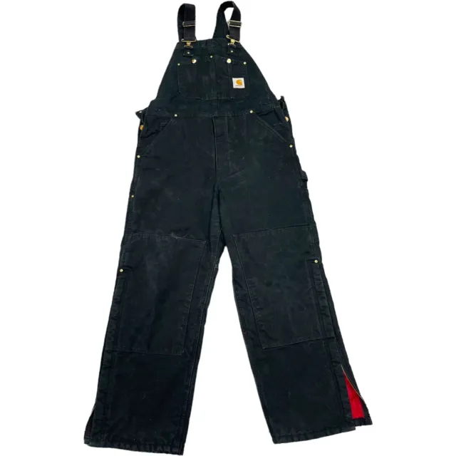 Carhartt Work Overalls Black Double Knee Adjustable Straps 36 X 30 R02BLK