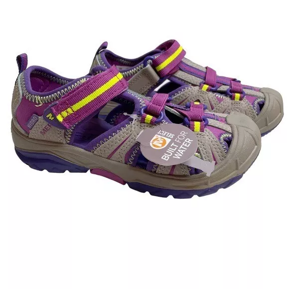 Merrell Big Kid Hydro Sandal Closed Toe Hiker Size 12 Tan Purple New