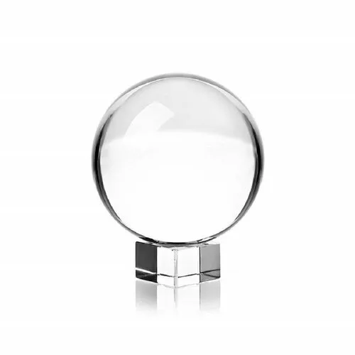 Clear Crystal Ball 80mm 8cm Glass Lens Sphere Photography Decoration Glass Stand
