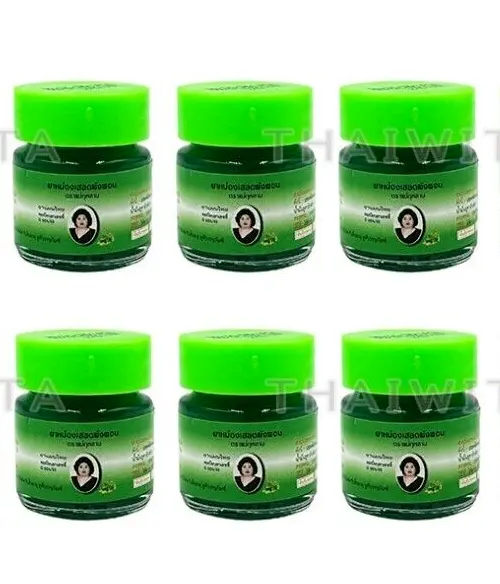 6 x 5 g Wang Phrom Thai Herbal Massage Balm Green Relieves muscle aches sprains