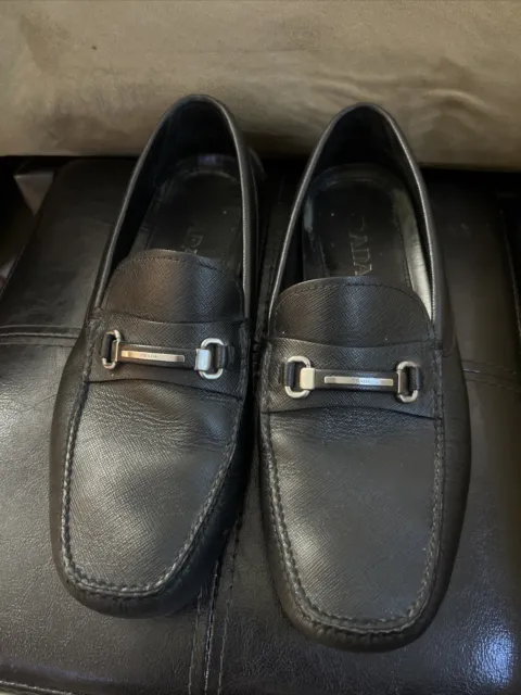 Prada Black Leather Loafers Prada Size 10 or US 10.5. Italian Size : 2DD118 8