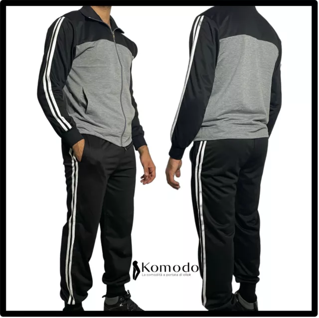 Tuta Uomo Cotone Leggero Pantaloni da Lavoro Sportiva con Zip Completa Nera XXXL