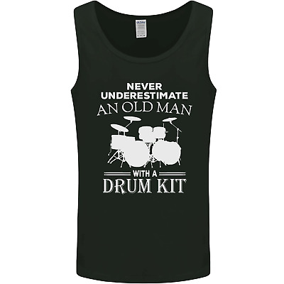 Old Man Drumming Drum Kit Funny Drummer Mens Vest Tank Top