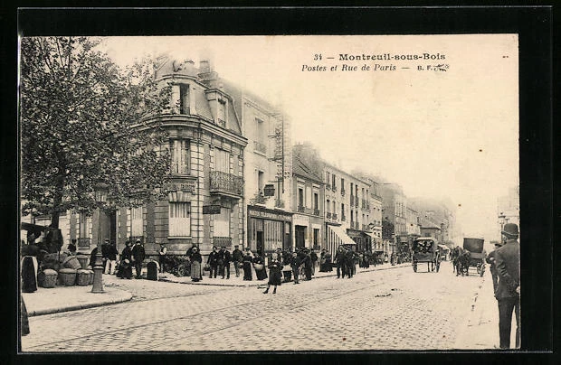 CPA Montreuil-sous-Bois, Postes et Rue de Paris