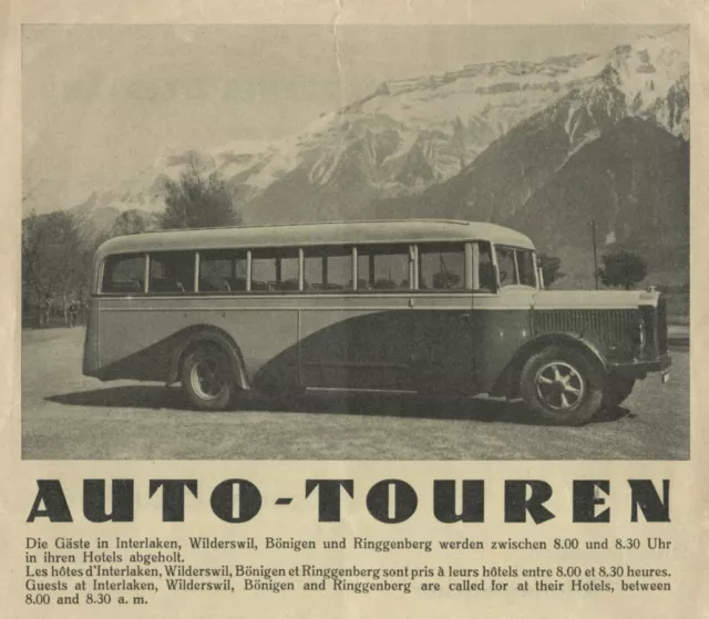 1935 Switzerland Brochure Oberland bernois auto-Tours, Zermatt Montreux ; Suisse