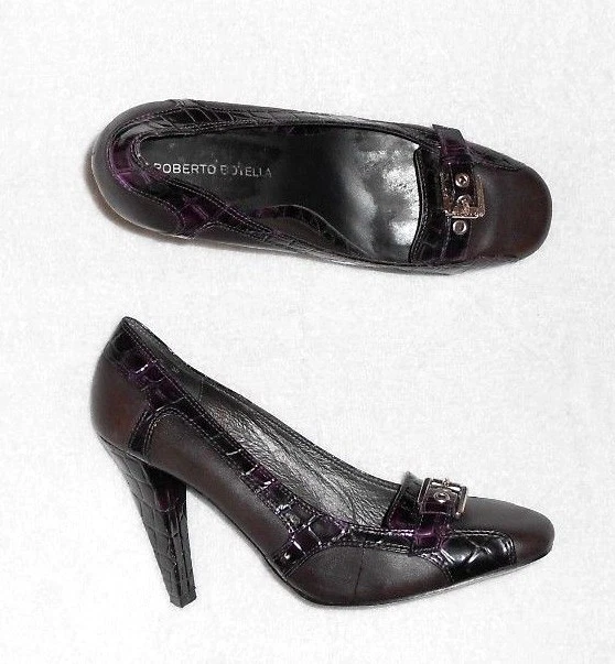 Escarpins BCBG MAXAZRIA à Talons Cloutés - Cuir Glacé Gris Foncé - Taille 38 - Occasion Très Bon État