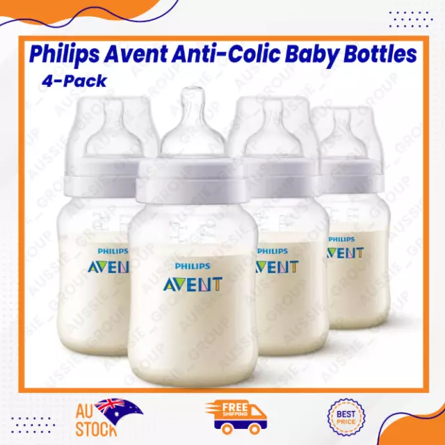 Philips Avent Anti-Colic Baby Bottles 260ml 4-Pack SCF813/47 Flow Size 2 (1M+)