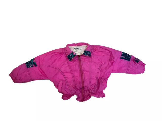 Vintage Oshkosh B’Gosh Girls Jacket Hot Pink Windbreaker Sz S 3-4 80s 90s Lined
