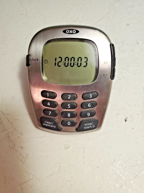 Reloj digital OXO buenas empuñaduras triple cocina temporizador alarma sonido ángulo facial