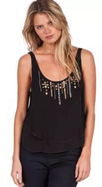 Nwt Womens Volcom Size Medium Honey Money Embellished Beaded Rare Tank Top New