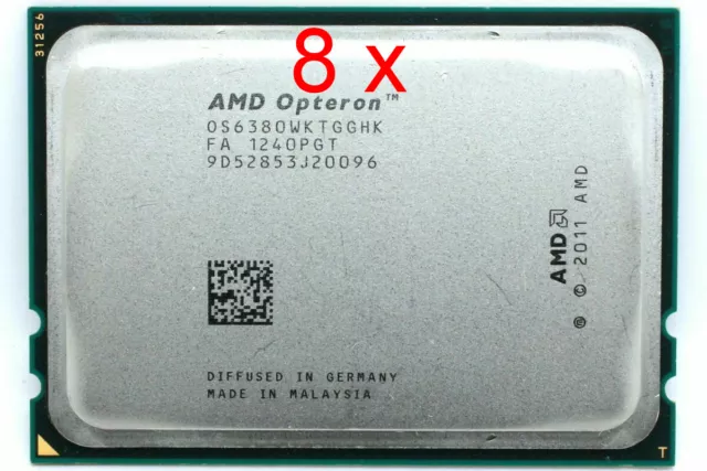 8 x Advanced Micro Devices Opteron 6380 16 core 2,5 GHz 16 MB processore CPU socket G34 OS6380WKTGGHK