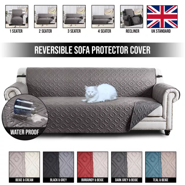 Reversible Sofa Slip Covers Waterproof Couch Cover Quilted Throws Pet Protector