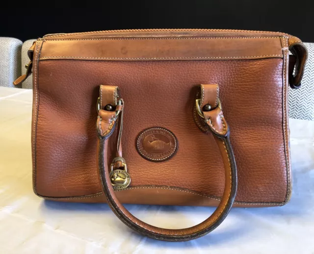 Dooney & Bourke Vintage Speedy Bag Tan AWL Crossbody Satchel 1980's Clean