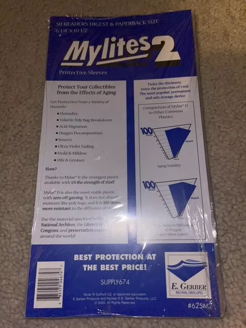50 Mylites 2 Mil Mylar Reader's Digest, Manga, Paperback Bags sleeves cm au