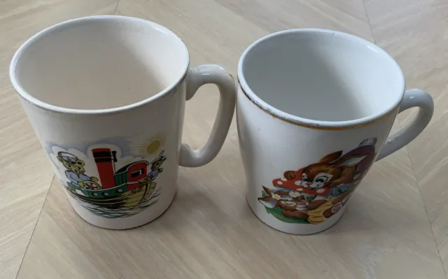 2x Vintage Nursery Childrens Nursery Rhyme China Cups Made In England 1960s/ 70s