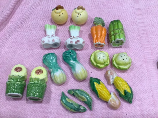 Vintage Salt & Pepper Shakers - fruit & vegetable shapes for  retro kitchen.