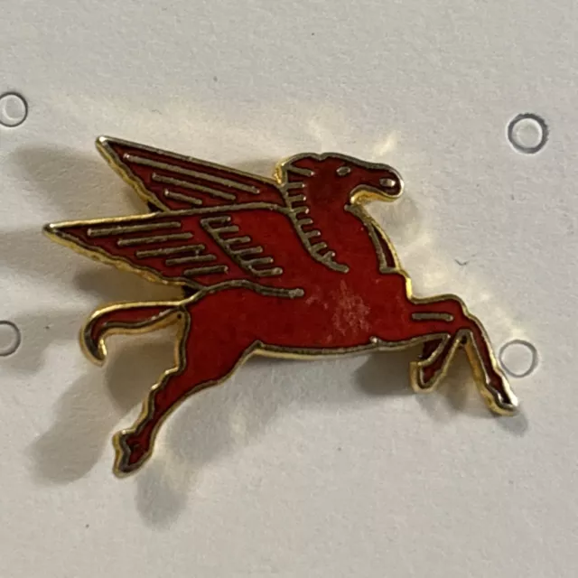 Mobil Oil Flying Red Enamel Pegasus Iconic Logo Lapel Hat Tie  Pin Rare Vtg USA