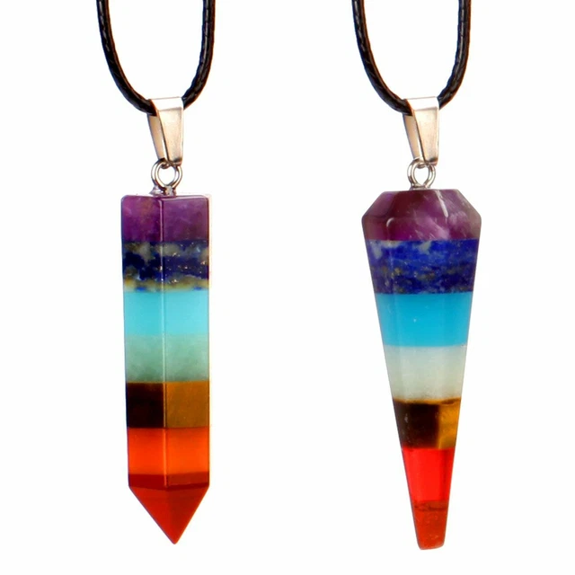 Natural Gemstone Necklace Chakra Stone Pendant Energy Healing Crystal with Chain 3